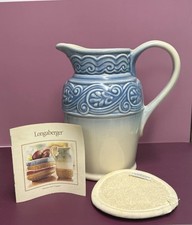 NOS Vintage Retired Longenberger Cornflower Blue Pottery Pitcher Made In USA
