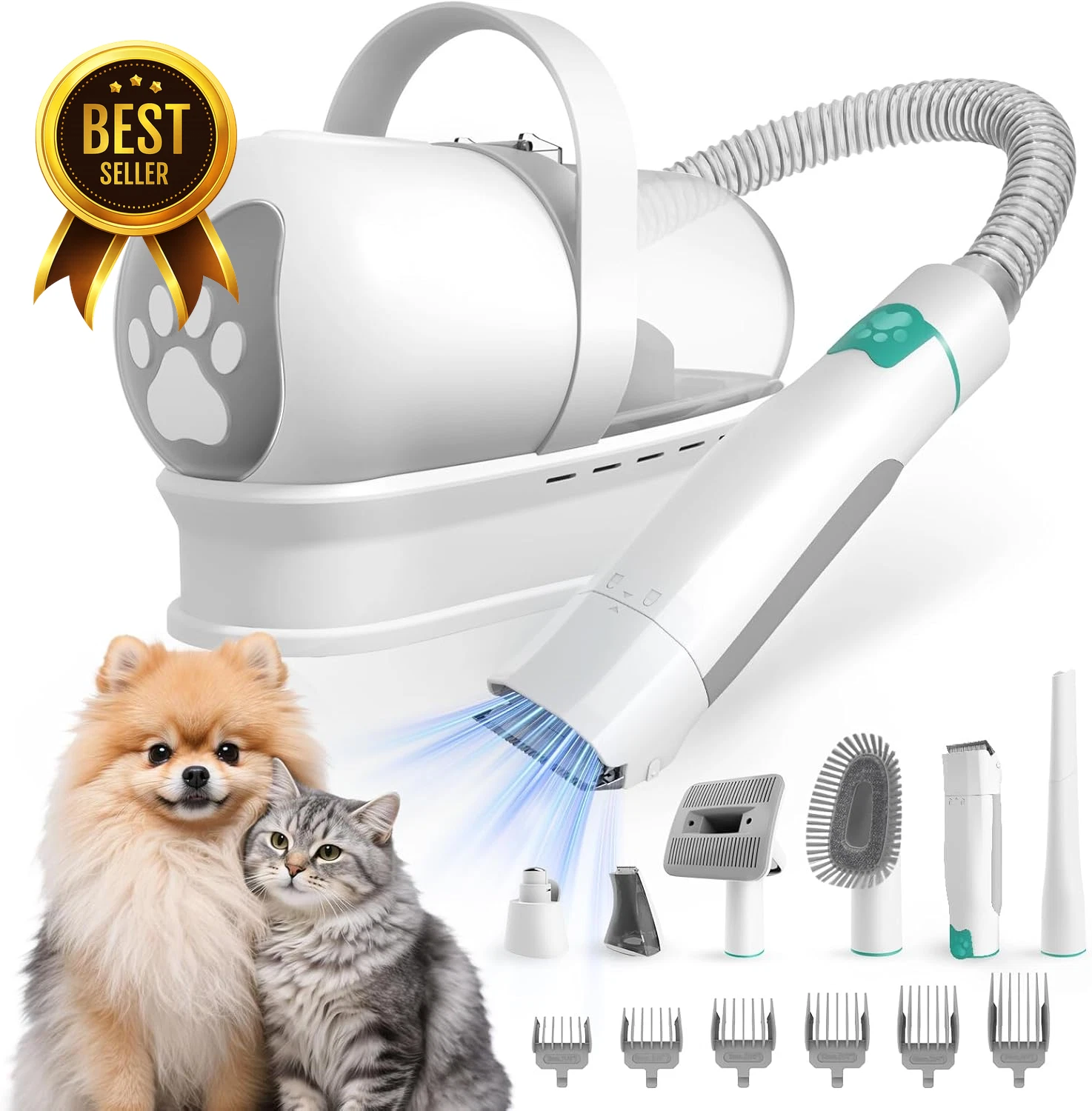 Pet Grooming Vacuum Kit Dog Hair Clipper Nail Grinder 6 Grooming Tools