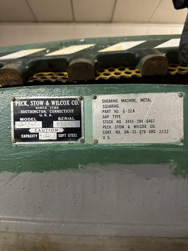 peck stow wilcox co. 52” Gap Shear Model G-52