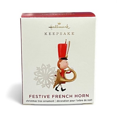 Hallmark 2020 limited edition festive French horn Christmas ornament NIB
