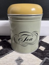 Vintage Worcester Ware Arlington Range Tea Canister Green Yellow 1950s Retro