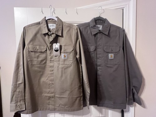 Carhartt WIP Master Shirt Mens Small Lot Two Long Sleeve Khaki & Grey