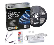Commercial Electric C423510 16ft LED Color Changing Tape Light w/ Remote - White