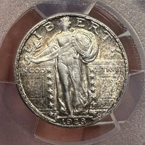 New Listing1928-S Standing Liberty Quarter PCGS graded AU55, New PCGS label Lt Rim Toning