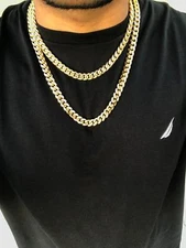 Men's Miami Cuban Link Chain 14 k Gold Plated Stainless Steel 6-14 mm