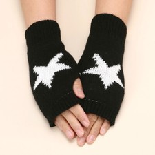Winter Knitted Warm Half Finger Gloves Men Women Star Mittens Fingerless 1Pair