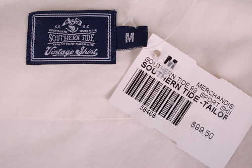 NWT Southern Tide Mens Vintage Long Sleeve Ivory Cream Nautical Shirt M NEW - Picture 9 of 11