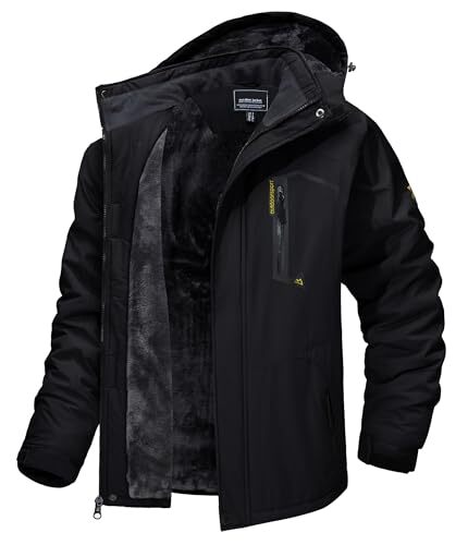 Men's Winter Skiing Jackets Waterproof Fleece Coats Insulated Large #215 Black - Picture 2 of 7