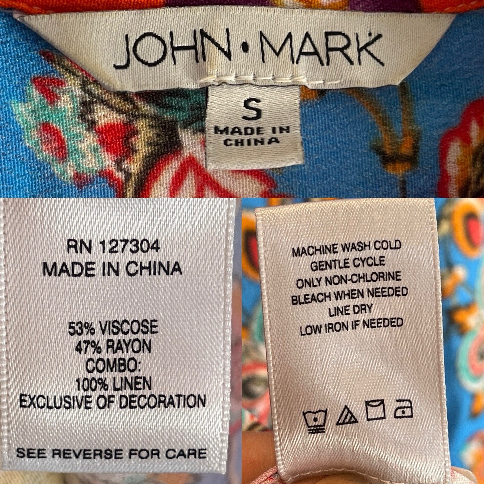 John Mark Multi patch collared tunic blouse top s… - image 9