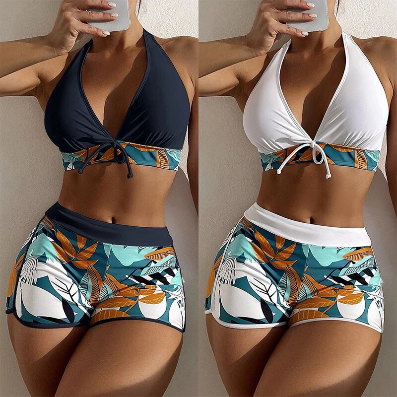 Women Padded Bikini Set Push Up Boy Shorts Swimsuit Swimwear Bathing Suit ⊰