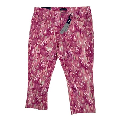 Bandolino Capris Pants Size 14 Stretch Pink Abstract Art Artsy