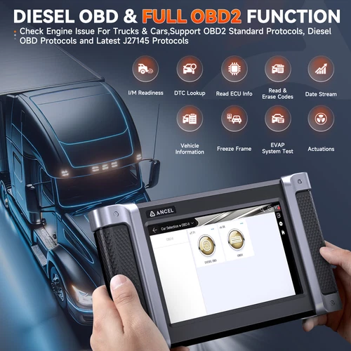ANCEL HD8000 Diesel Heavy Duty Truck OBD2 Scanner DPF Regen HD Diagnostic Tool - Picture 8 of 18