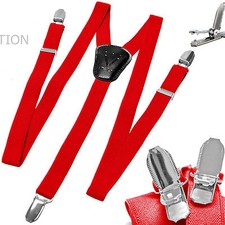 New Kid's Boy's girl's Vesuvio Napoli Suspenders Braces clip on formal party Red