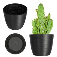 Kadax Blumentopf Aus Kunststoff, Rund, 17 Cm, Schwarz