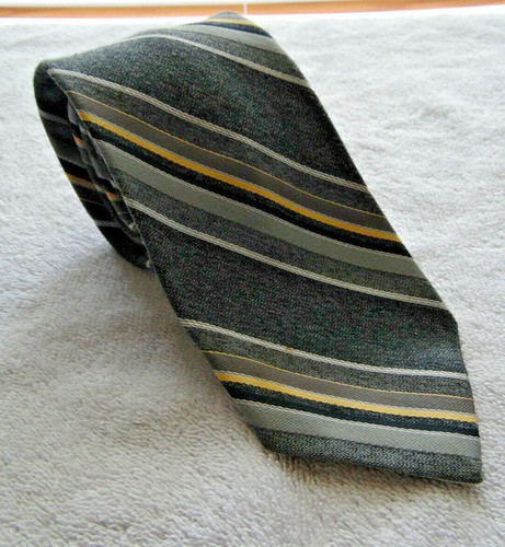 John Barton Men's Tie Necktie Silver Gray Black Gold 57" - Picture 3 of 3
