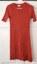 Urban Outfitters Cooperative Womens S Rust Orange Knit Dress Short Sleeve Ribbed