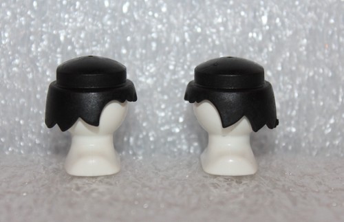 Playmobil Hair 2 Wigs Black " Pips New Form " Soldiers Pirates - Picture 2 of 2
