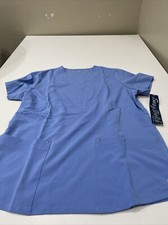 Uniform Advantage STRETCH Women's 5-Pocket V-Neck Scrub Top Blue Size M