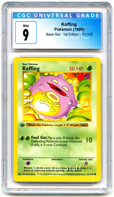 CGC 9 MINT Koffing Base Set 1st Edition 1999 Pokemon WOTC 51/102 -13 | eBay