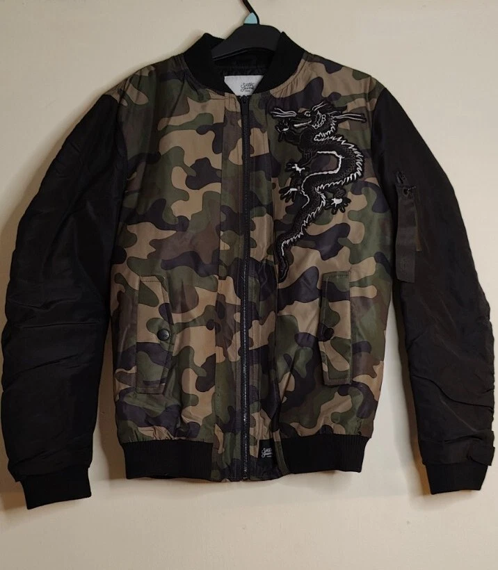 Sixth June Camo Bomber Jacket Black Green Khaki Brown Size Medium