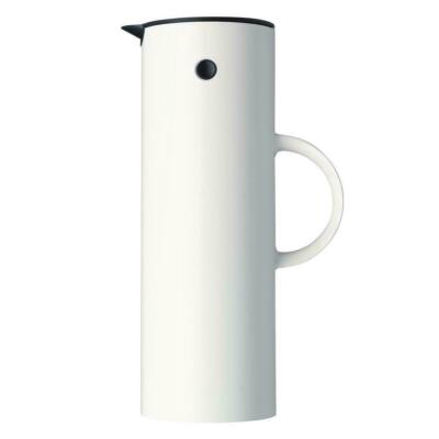 NEW ~ STELTON ~ WHITE EM77 VACUUM JUG ~ 2 LIDS:  SCREW TOP & ROCKER STOPPER ~ 1L