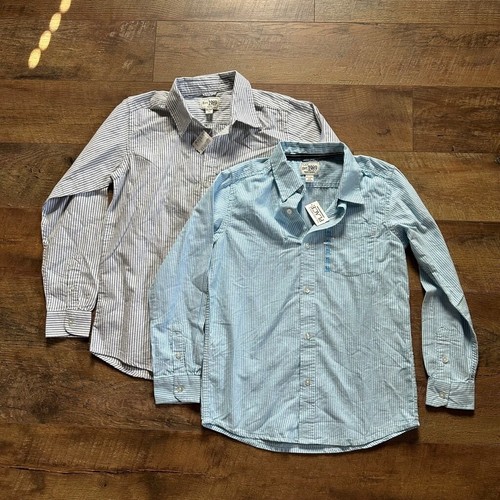 Set of 2 Boys The Children's Place Button-Down Shirt XL (14) Blue/ Grey Striped