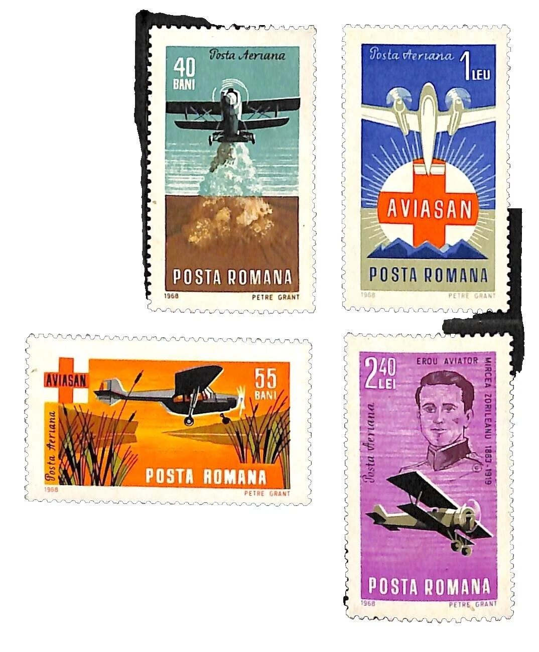 Decimal Independent Nation Aviation Postal Stamps
