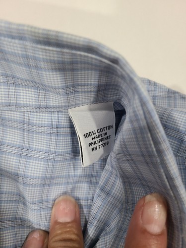NWT Joseph & Feiss Large Cotton 80's 2 Ply Non Iron Button Up Checkered Blue - Picture 8 of 8