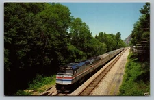 Cold Spring NY Amtrak Train 48 F40PH 346 FL9 Diesel Locomotive Vtg Postcard P10