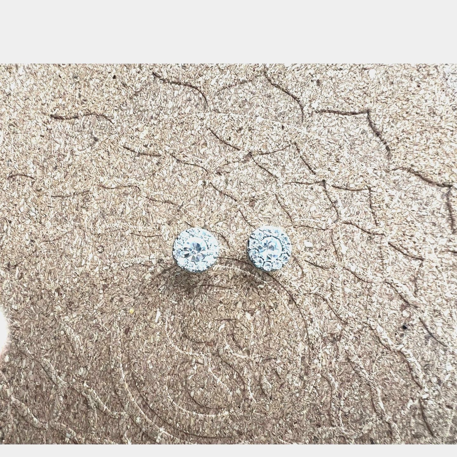 Sterling silver cluster rhinestone studs earrings - image 1