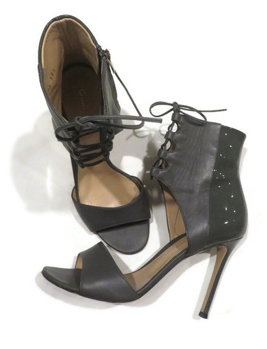 Gianvito Rossi Women's Grey Gray Leather Heels Sandal Shoes Pumps Size 38.5 - Picture 4 of 11