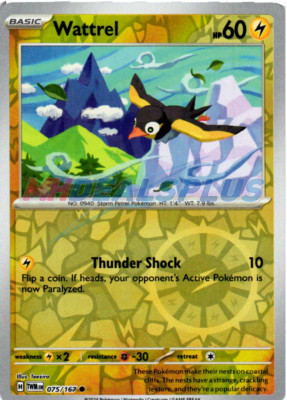 NM Pokemon Twilight Masquerade Wattrel Reverse Holo 075