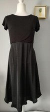 Dress Women Loft Silk Polyester Rayon Black Zipper Black Crew Neck Size 4