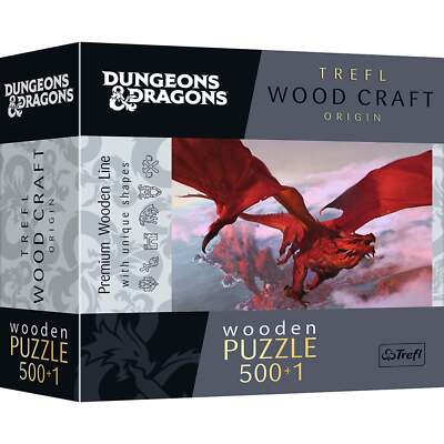 Trefl Wood Craft 501 Piece Wooden Puzzle - Dungeons & Dragons - Ancient Red Drag