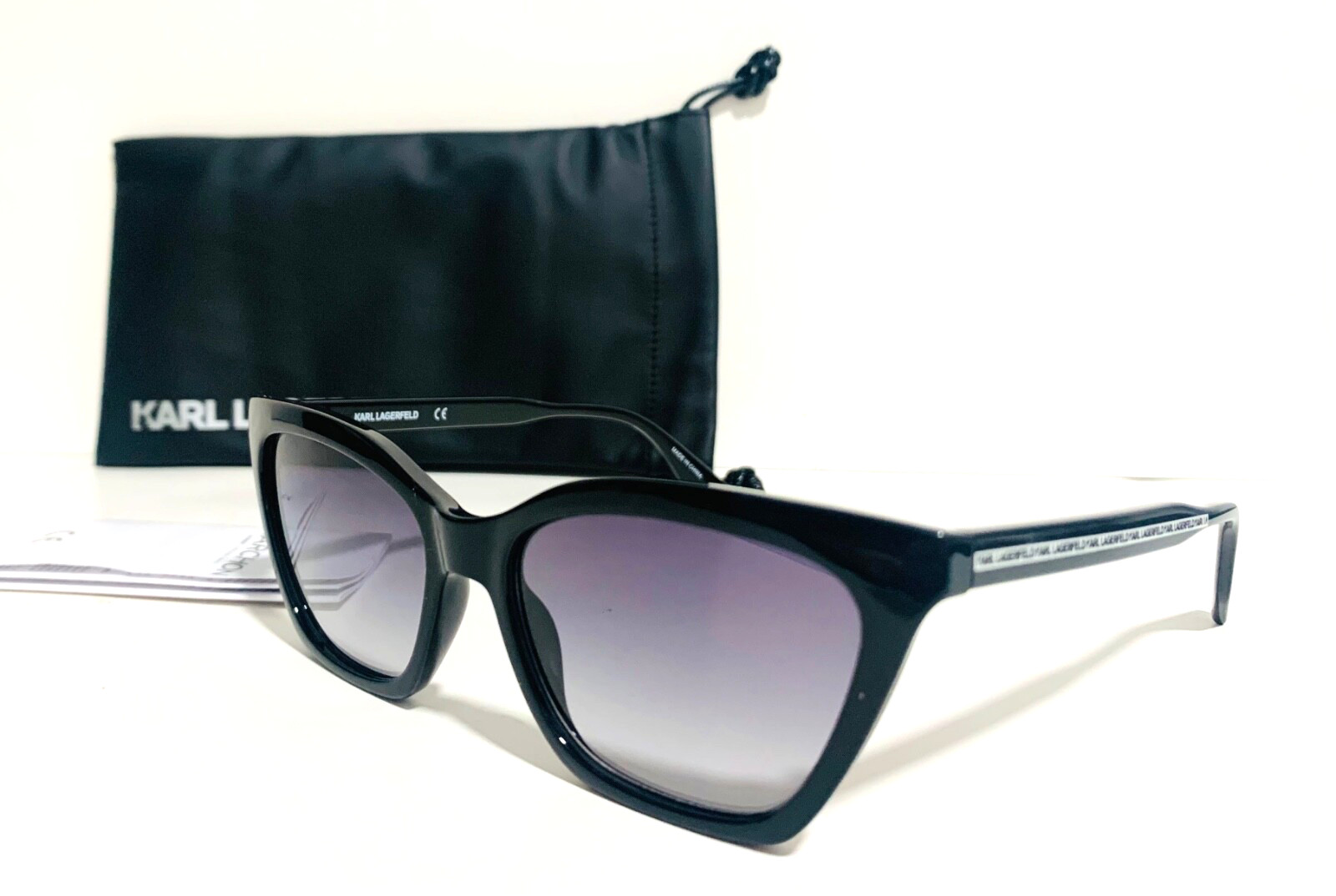 Karl Lagerfeld Kl6061S 001 Black Gray Gradient Cat Eye Sunglasses 56-17-140