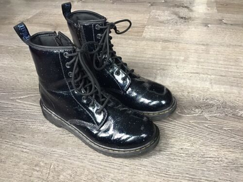Dr. Martens Womens Size 7 1460 Y Doc Dr Marten Black Blue Metallic Boots Zip