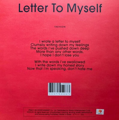 TAEYEON 태연 - 6th Mini Album LP Ver. Letter to Mylsef Vinyl +