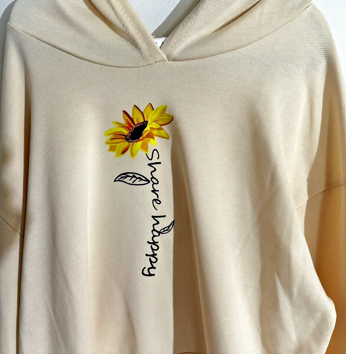 SHEIN Kids Girl Long Sleeve Hoodie Large (11-12Y) Yellow Sunflower - Main Image