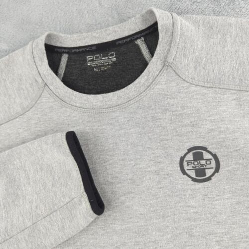 Polo Ralph Lauren Mens Medium Gray POLO SPORT Fleece Arm Zipper Pullover Preppy