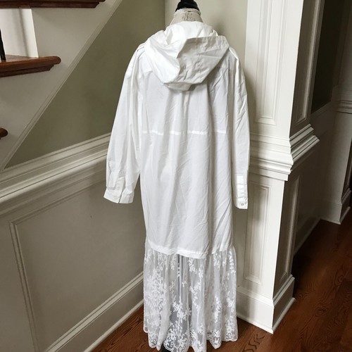 Sea NY Marja Hoodie Dress Womens Medium Pearl White Lace Cotton Long Sleeve Hood - Picture 10 of 11