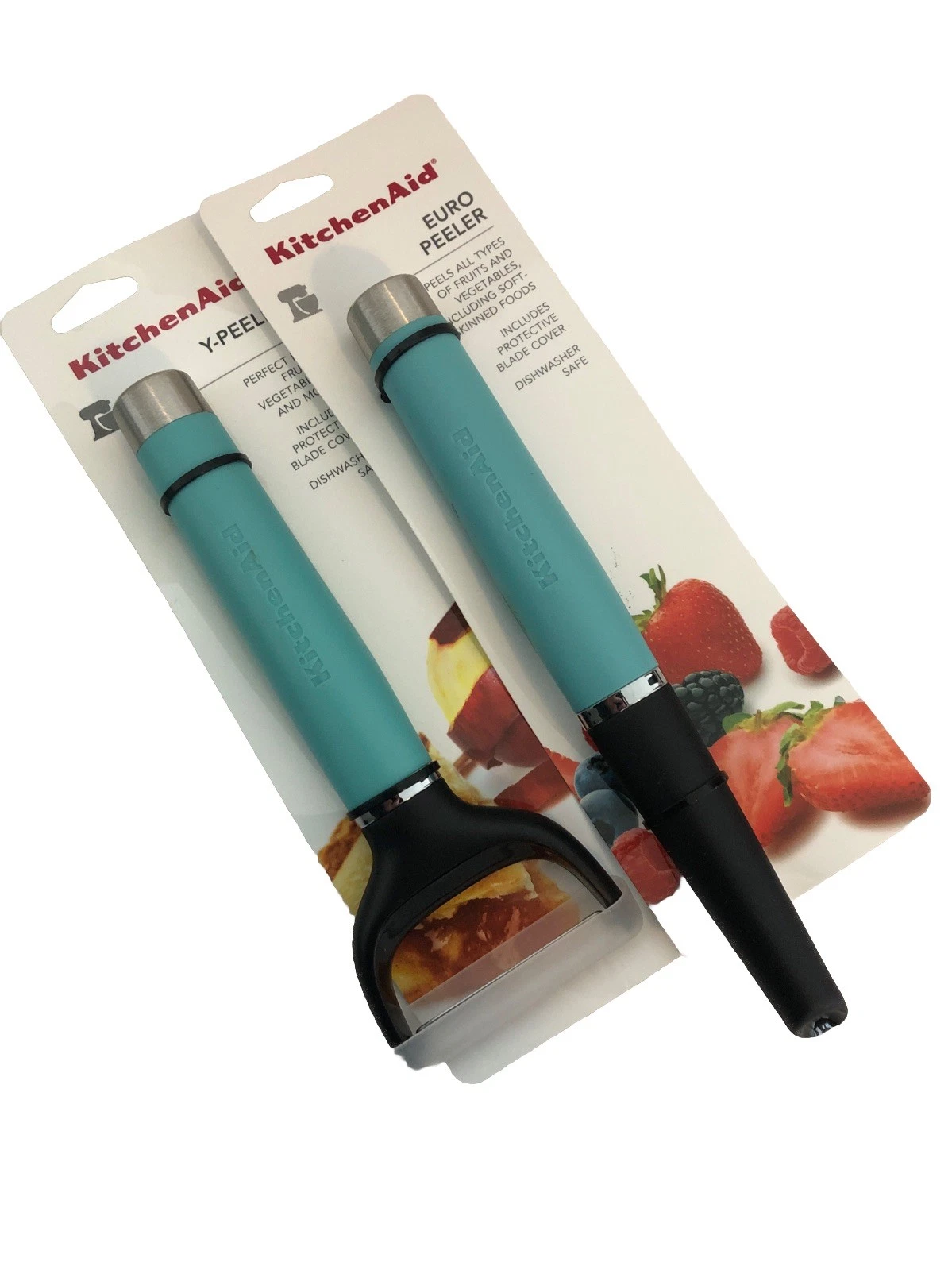 New KitchenAid Aqua Sky HAQA 2 Pc Peeler Set Euro Peeler and Y Peeler Matte
