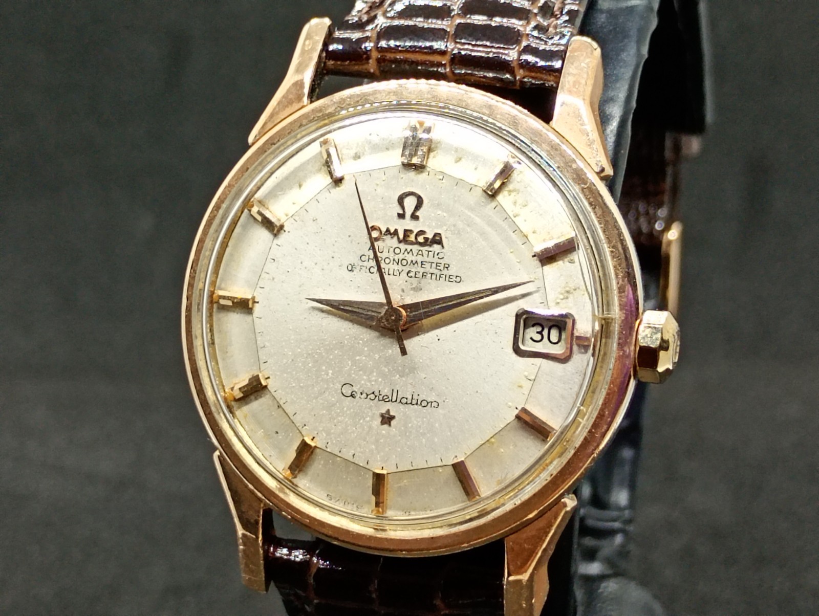 Constellation Omega Pink Gold Ref.168.005 Automatic Pan Pie Caped Date 14k - vintagewatches.pk