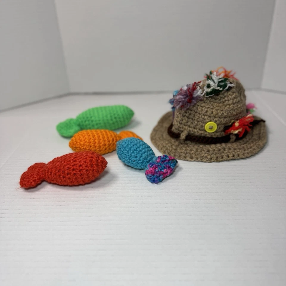Juego de utilería para fotos de recién nacido de ganchillo - Sombrero de pesca y pez - Traje de bebé hecho a mano Foto 4 de 4