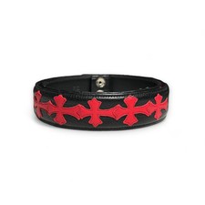 Chrome Hearts Cemetery Crosses Belt Strap 34 Inch Red/Black NO BUCKLE
