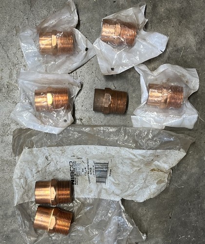 Lot of 7 Copper Male Adapters 1" C x M Mueller Streamline W61163 & NIBCO 604