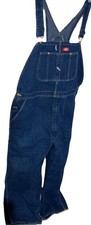 Dickeys Insulated Overall Coveralls Men  s 44x30 Blue Denim With Pockets Preowned