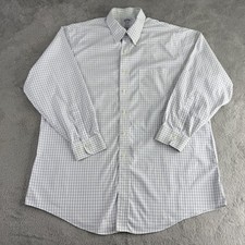 Brooks Brothers Shirt Mens 17.5 32/33 White Blue Check Regent Non Iron Supima