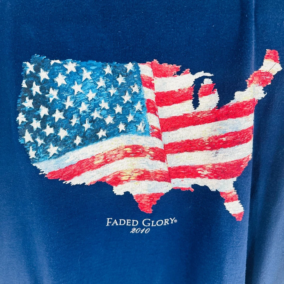 Faded Glory 2010 Patriotic USA Flag Map Graphic Tank Top Navy Blue Size M(38-40) - Image 3 of 4