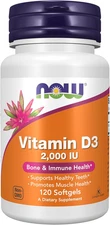 Now Supplements Vitamin D-3 2000 IU High Potency 120 Softgels