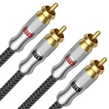 2Ft/0.6M RCA Cable - Shielded Braided 2Male-to-2Male Audio Cord for Home Thea...
